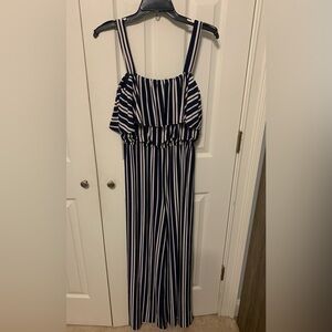 Bar III Ruffled Bodice Striped Jumpsuit